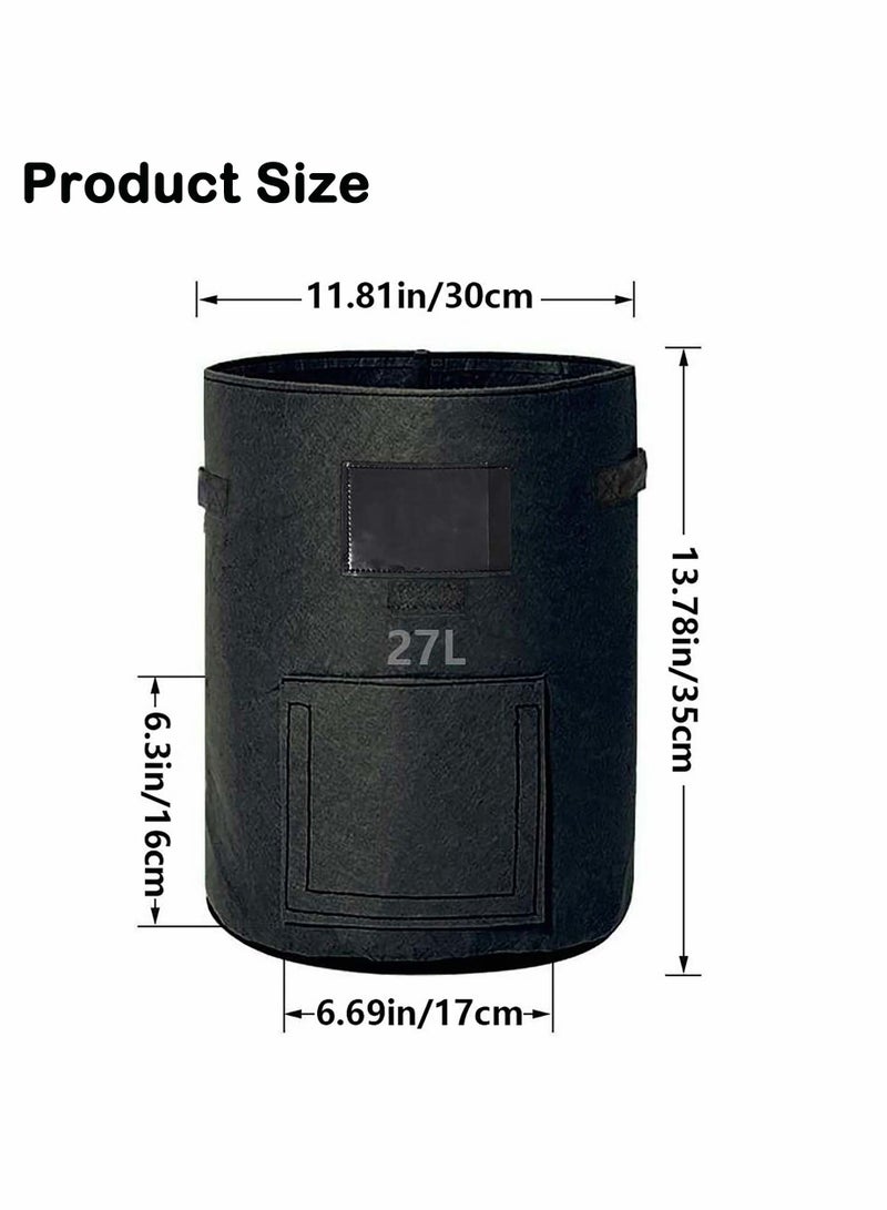 أكياس زراعة سعة 7 جالون مع لسان، أكياس زراعة تنفسية للخضروات والزهور - طماطم، جزر، حاويات حدائق - 3 عبوات - Image 5